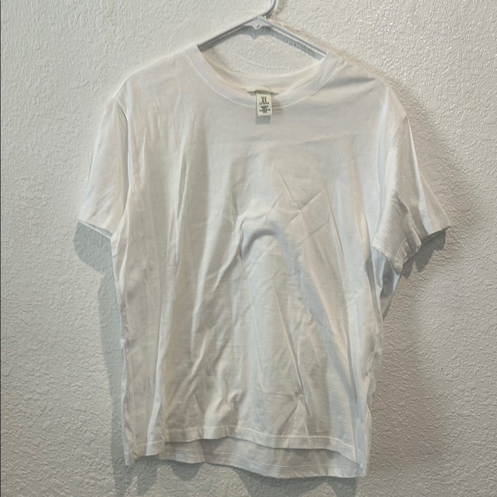 H&M White Short Sleeve Tee Classic Cotton Crew Neck